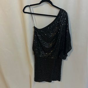 Jessica Simpson Black One Shoulder Sequin Formal Dress Size 8